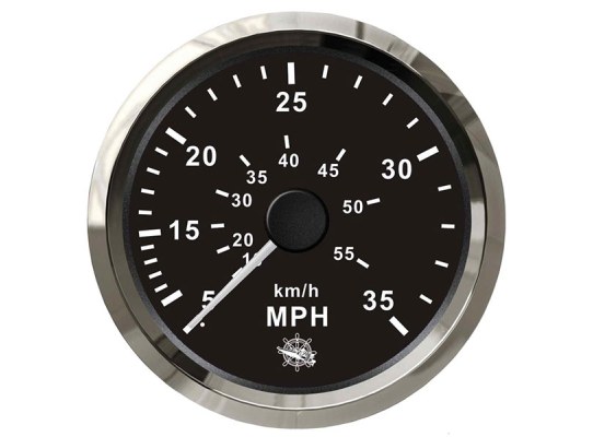Osculati Black Dial Glossy Bezel Speedometer with Pilot Tube