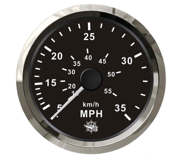 Osculati Black Dial Glossy Bezel Speedometer with Pilot Tube