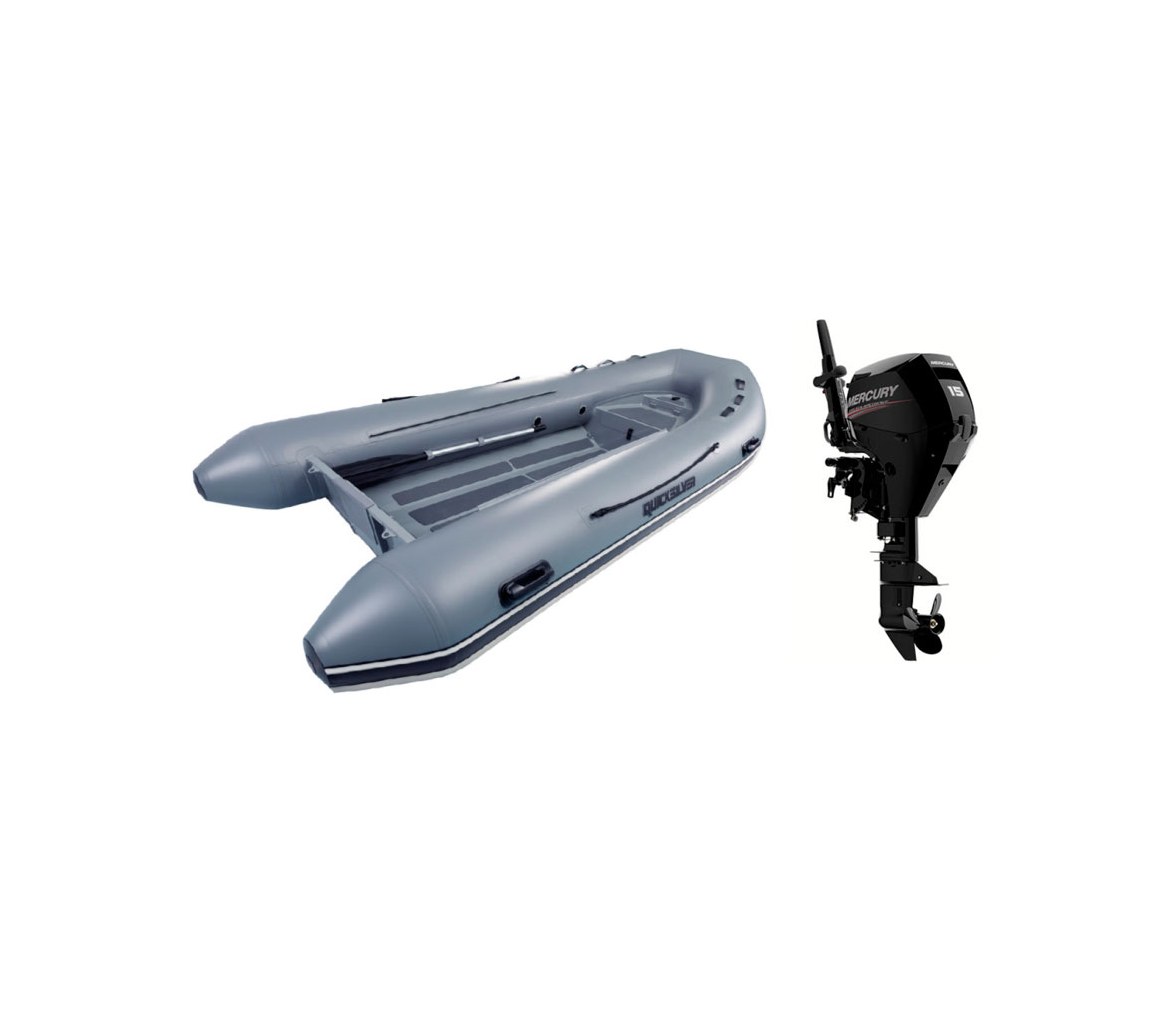 Pack Neumatica Quicksilver 350 Alu Rib + Motor Fueraborda Mercury 15 M EFI