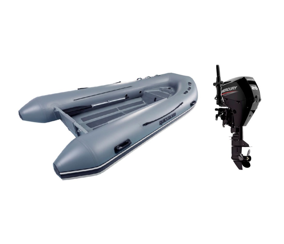 Pack Neumatica Quicksilver 420 Alu Rib + Motor Fueraborda Mercury 20 ML EFI