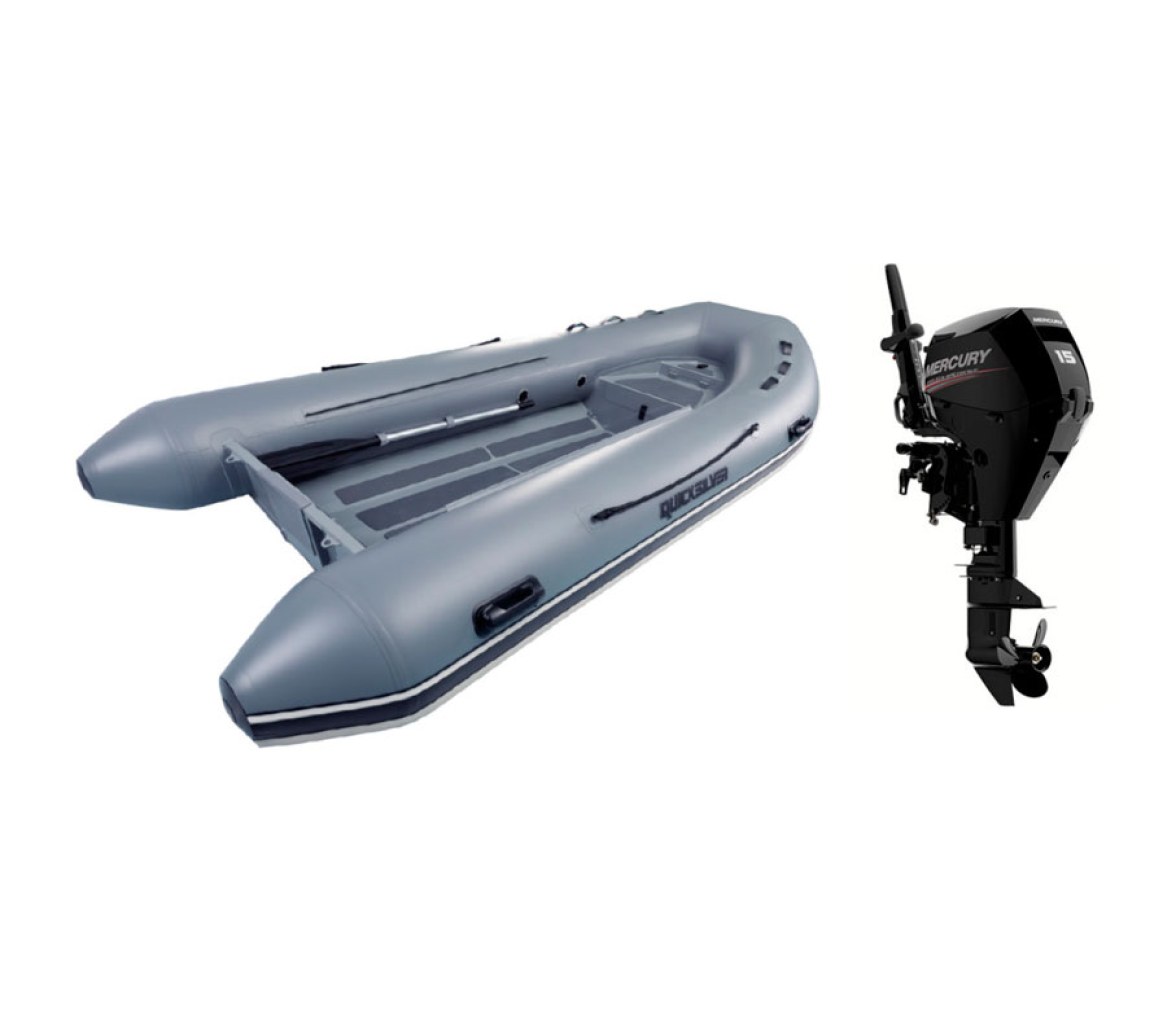 Pack Neumatica Quicksilver 380 Alu Rib + Motor Fueraborda Mercury 15 M EFI