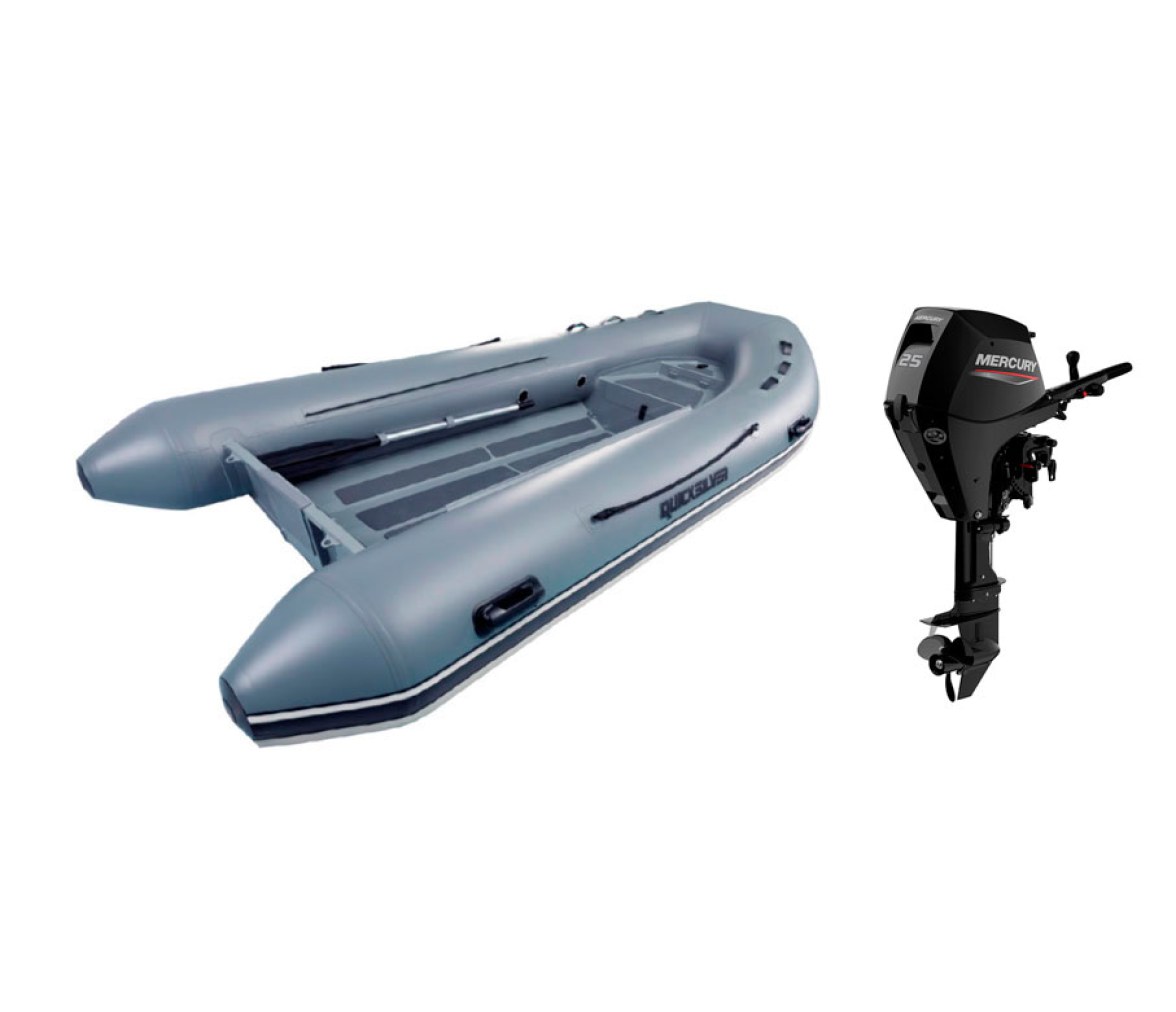 Pack Neumatica Quicksilver 420 Alu Rib + Motor Fueraborda Mercury 25 ML EFI