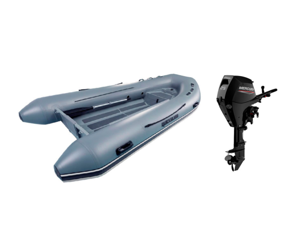 Pack Neumatica Quicksilver 420 Alu Rib + Motor Fueraborda Mercury 25 ML EFI