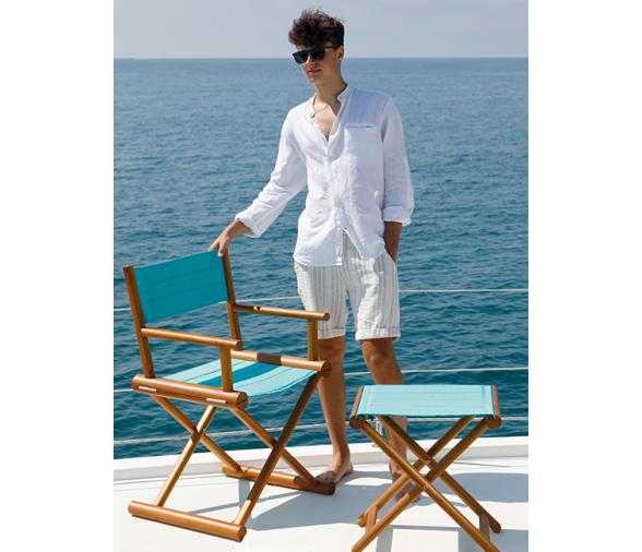 Silla Director Teca Plegable + Tejido Waterproof Negro - Marine Business