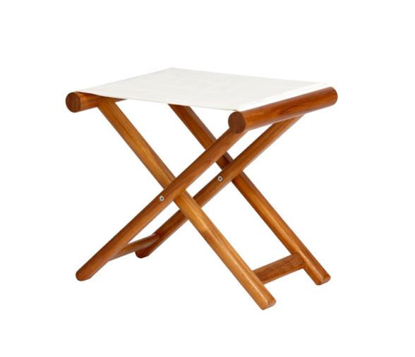 Taburete de Teca Plegable + Tejido Waterproof Beige - Marine Business