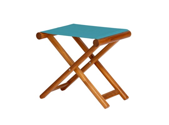 Taburete de Teca Plegable + Tejido Waterproof Turquesa - Marine Business