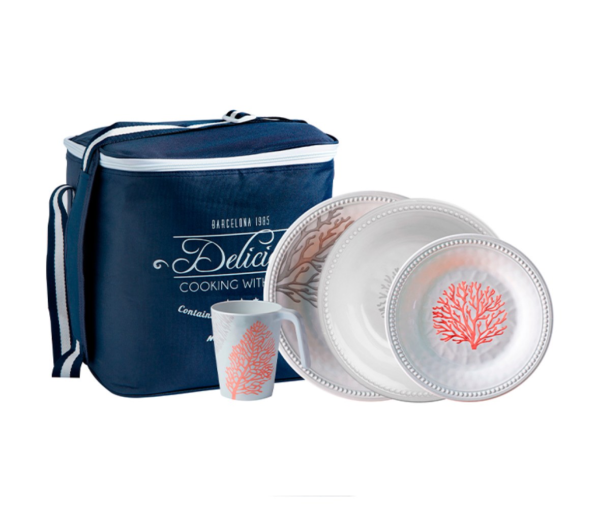 Pack Vajilla Harmony Coral de 16 ó 24 Piezas Marine Business