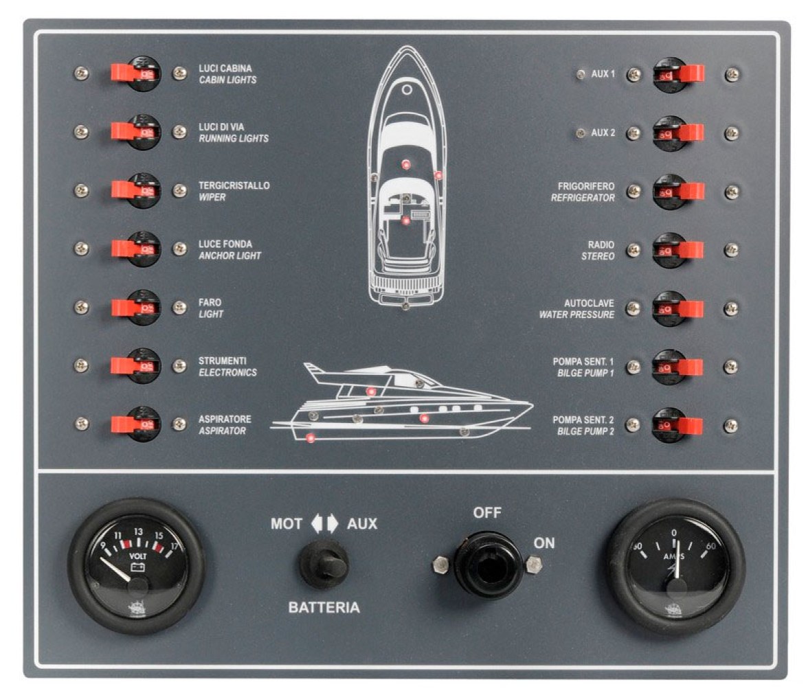 Panel de control eléctrico con 14 interruptores