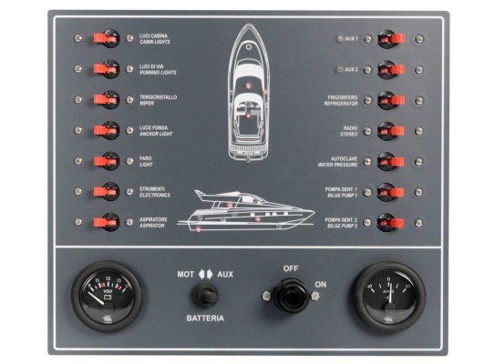 Panel de control eléctrico con 14 interruptores