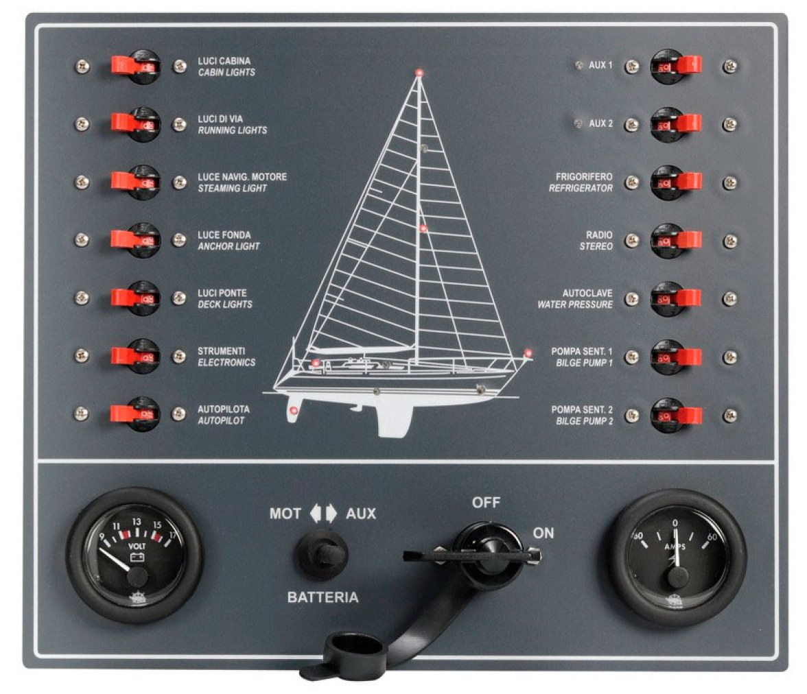 Panel de control eléctrico con 14 interruptores