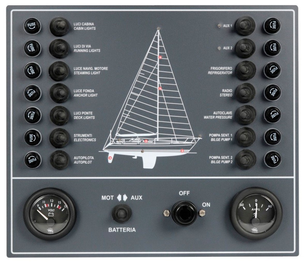 Panel de control eléctrico con 14 interruptores