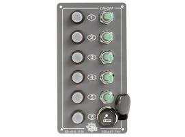 Panel Electrico Elite IP56 5 interruptores de luz vertical enchufe 12V
