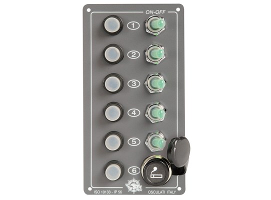Panel Electrico Elite IP56 5 interruptores de luz vertical enchufe 12V