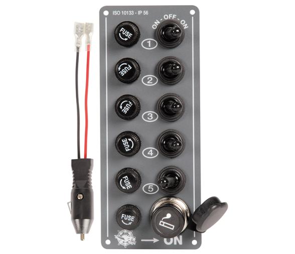 Panel Electrico Elite IP56 5 interruptores enchufe 12V