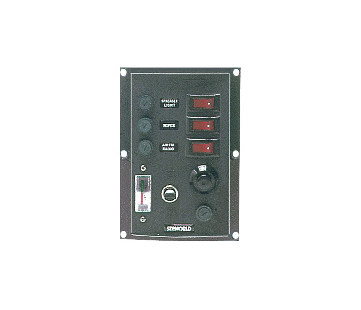 Panel Electrico Nylon 3 interruptores vertical con bocina y voltimetro