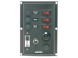 Panel Electrico Nylon 3 interruptores vertical con bocina y voltimetro