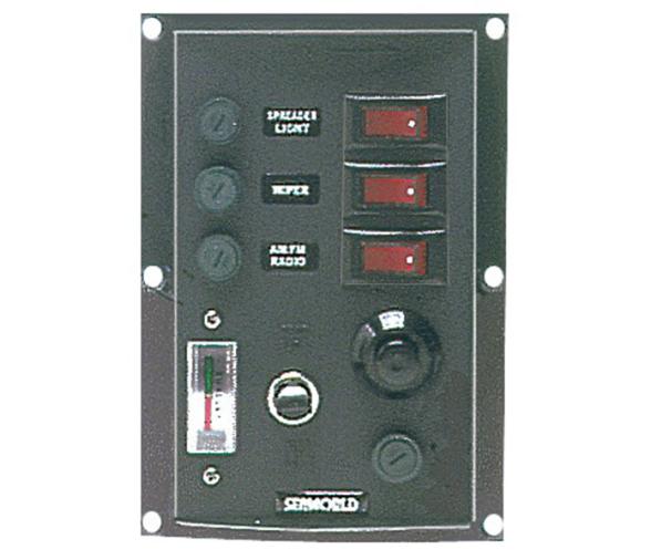 Panel Electrico Nylon 3 interruptores vertical con bocina y voltimetro