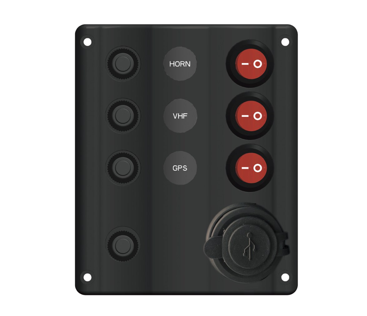 Panel Electrico Ondulado 3 interruptores USB (1A+1C)