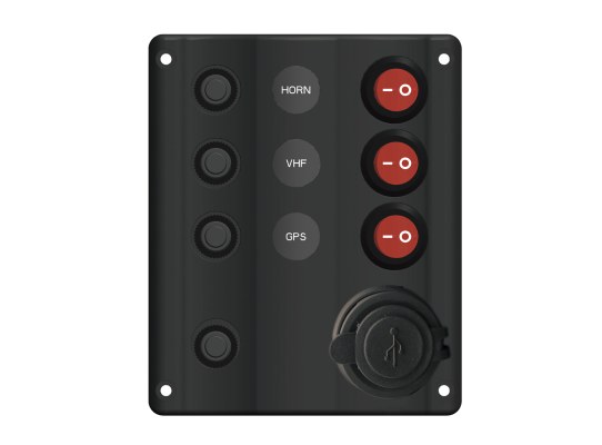 Panel Electrico Ondulado 3 interruptores USB (1A+1C)