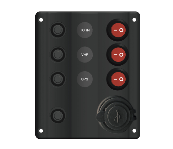 Panel Electrico Ondulado 3 interruptores USB (1A+1C)