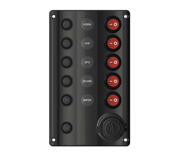 Panel Electrico Ondulado 6 interruptores USB (1A+1C)