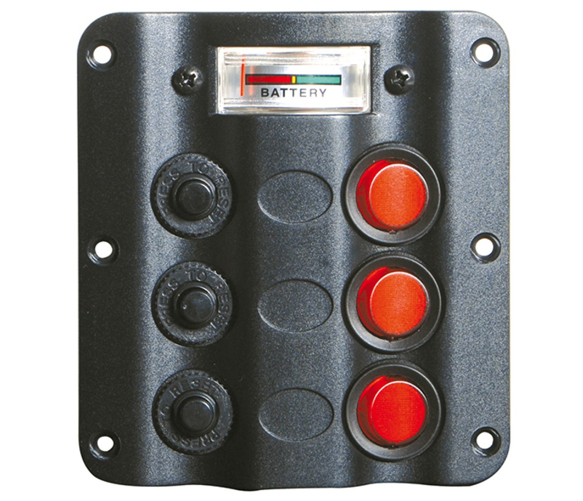 Panel Electrico Ondulado tipo LED 4 interruptores con voltímetro 12V