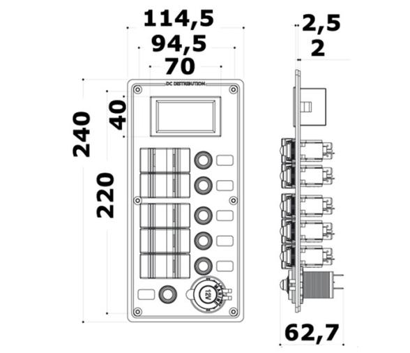 Panel Electrico PCAL series con voltimetro digital 9-32V