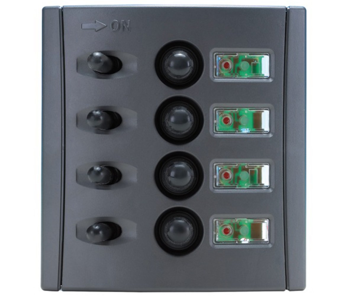 Panel Electrico policarbonato 4 interruptores LED
