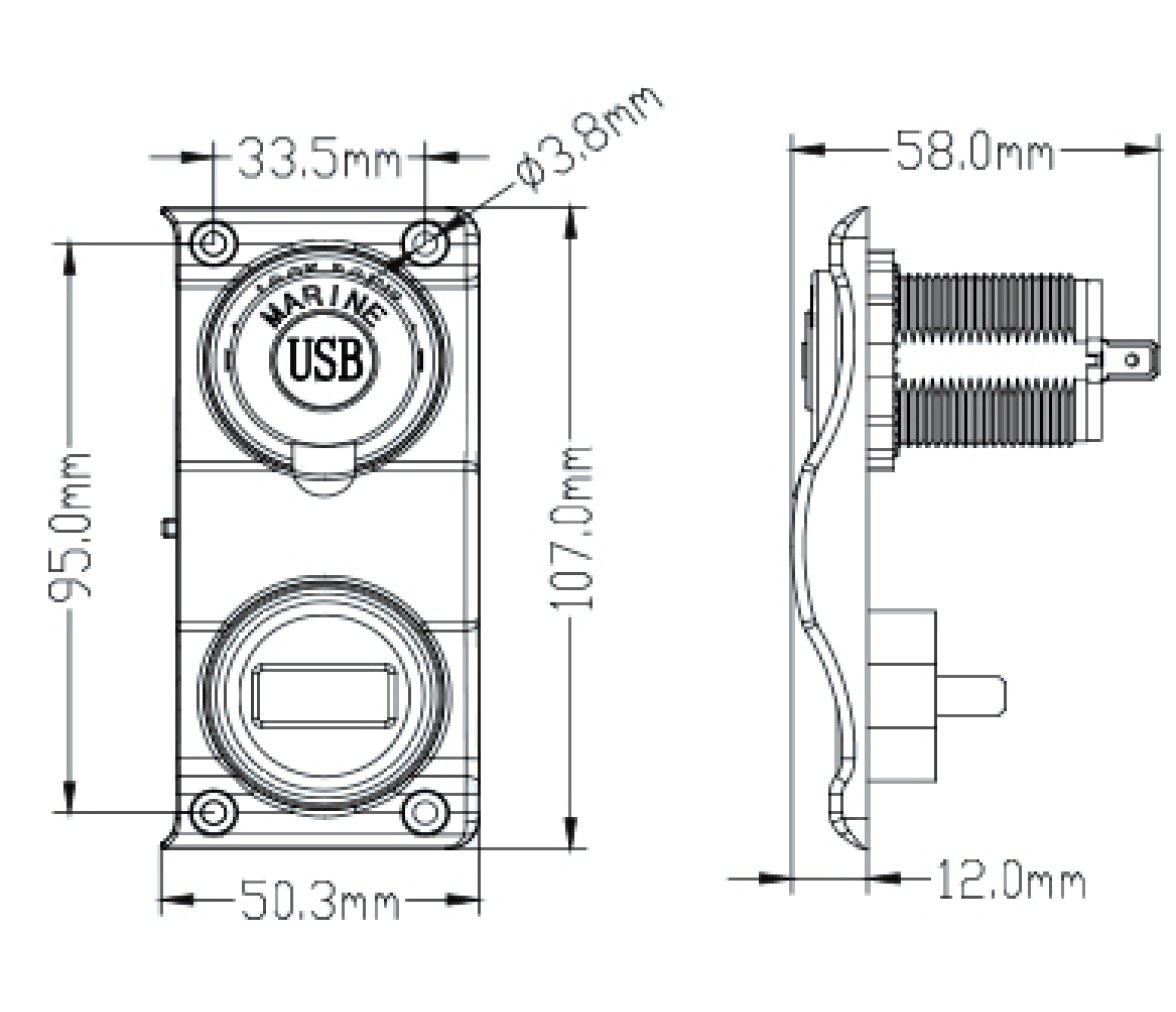 Panel Ondulado con Voltímetro y Conector USB A+C IP65