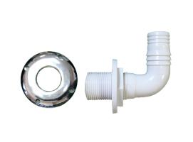 Pasacascos Acodado Cromado con Tuerca de Plastico Lalizas