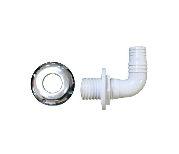 Pasacascos Acodado Cromado con Tuerca de Plastico Lalizas