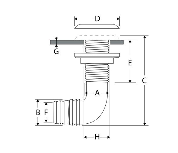 Pasacascos Acodado Cromado con Tuerca de Plastico Lalizas