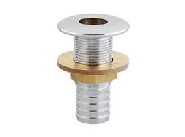 Chrome plated through hull outlet with hose tail