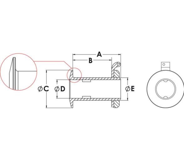 Pasacascos Laton Cromado Rosca Borde Bisel Recto