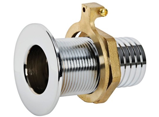 Chromed Brass Flush Thru Hull Barbed