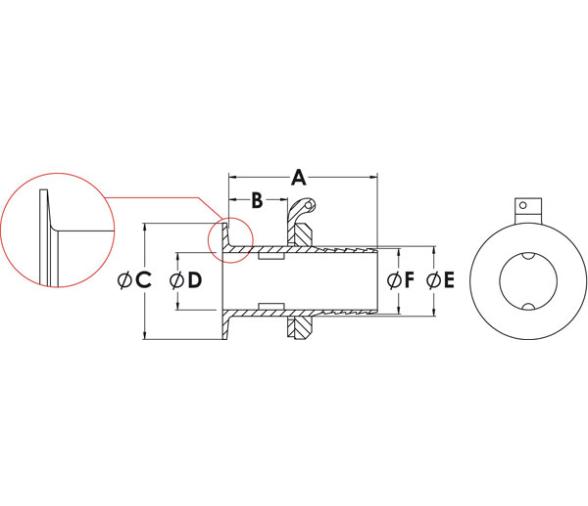 Pasacascos Laton Cromado Toma de Manguera Borde Recto Alineado