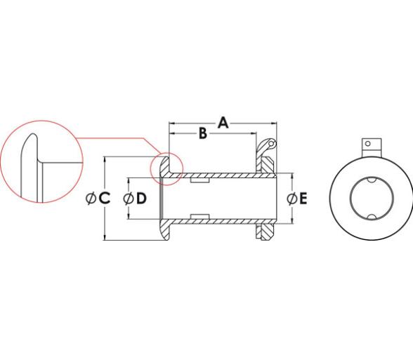 Pasacascos Laton Toma de Manguera Borde Redondeado