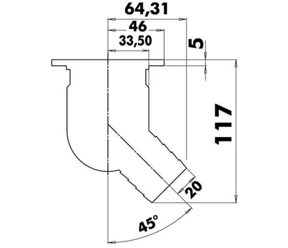 Pasacascos drenaje antiretorno acero inox 45 grados