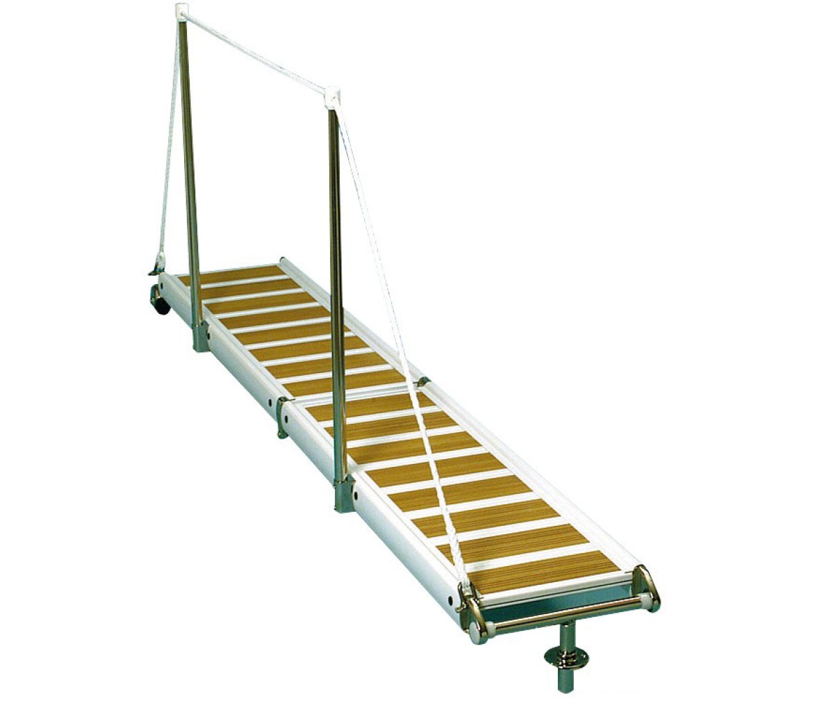 Pasarela Plegable Aluminio Suelo Madera Iroko