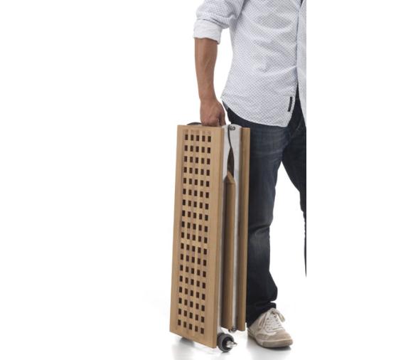 Pasarela Plegable Inox Suelo Madera de Rejilla Tris