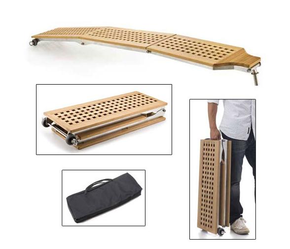 Pasarela Plegable Inox Suelo Madera de Rejilla Tris