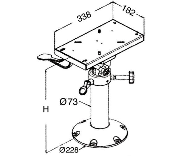 Pedestal Pie Aluminio Anodizado deslizante para Asiento