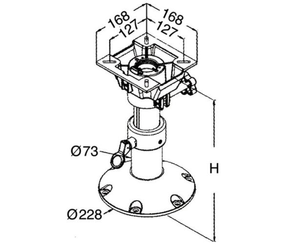 Pedestal Pie Aluminio Anodizado telescopico para Asiento