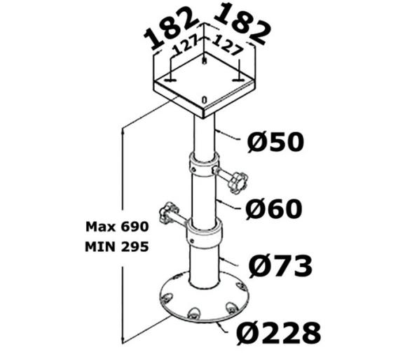 Pedestal Aluminio Tri-telescopico para Mesa