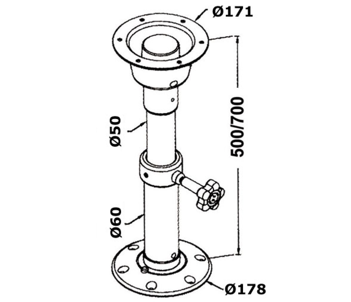 Pedestal de Mesa Telescopico Aluminio Generico 500-700 mm