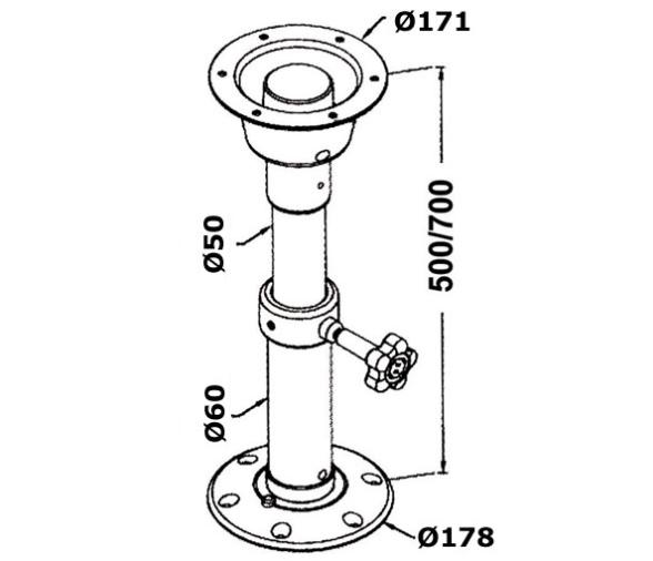 Pedestal de Mesa Telescopico Aluminio Generico 500-700 mm