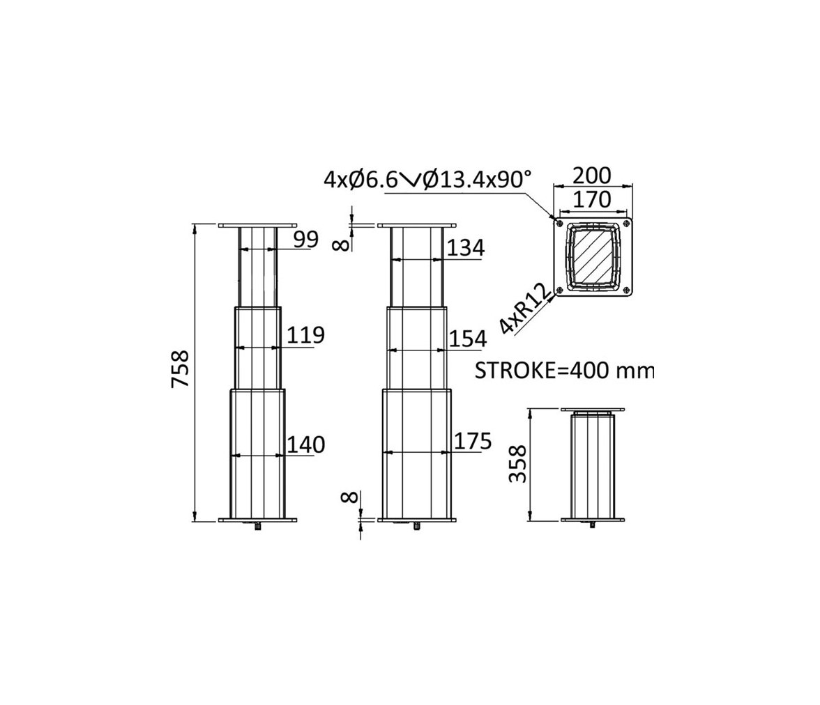 Square-Alu Electrical Table Pedestal