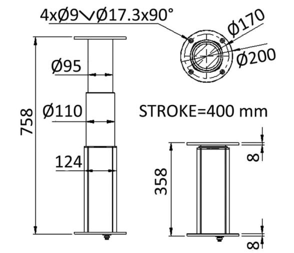 Pedestal Electrico para Mesa Redondo Aluminio
