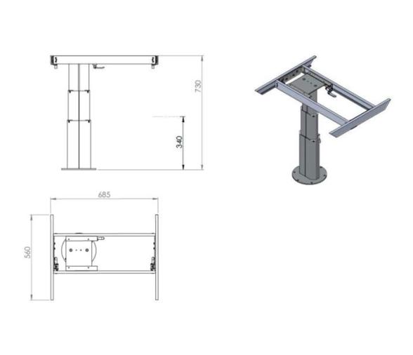 Pedestal para Mesa Telescopico Acero Inox