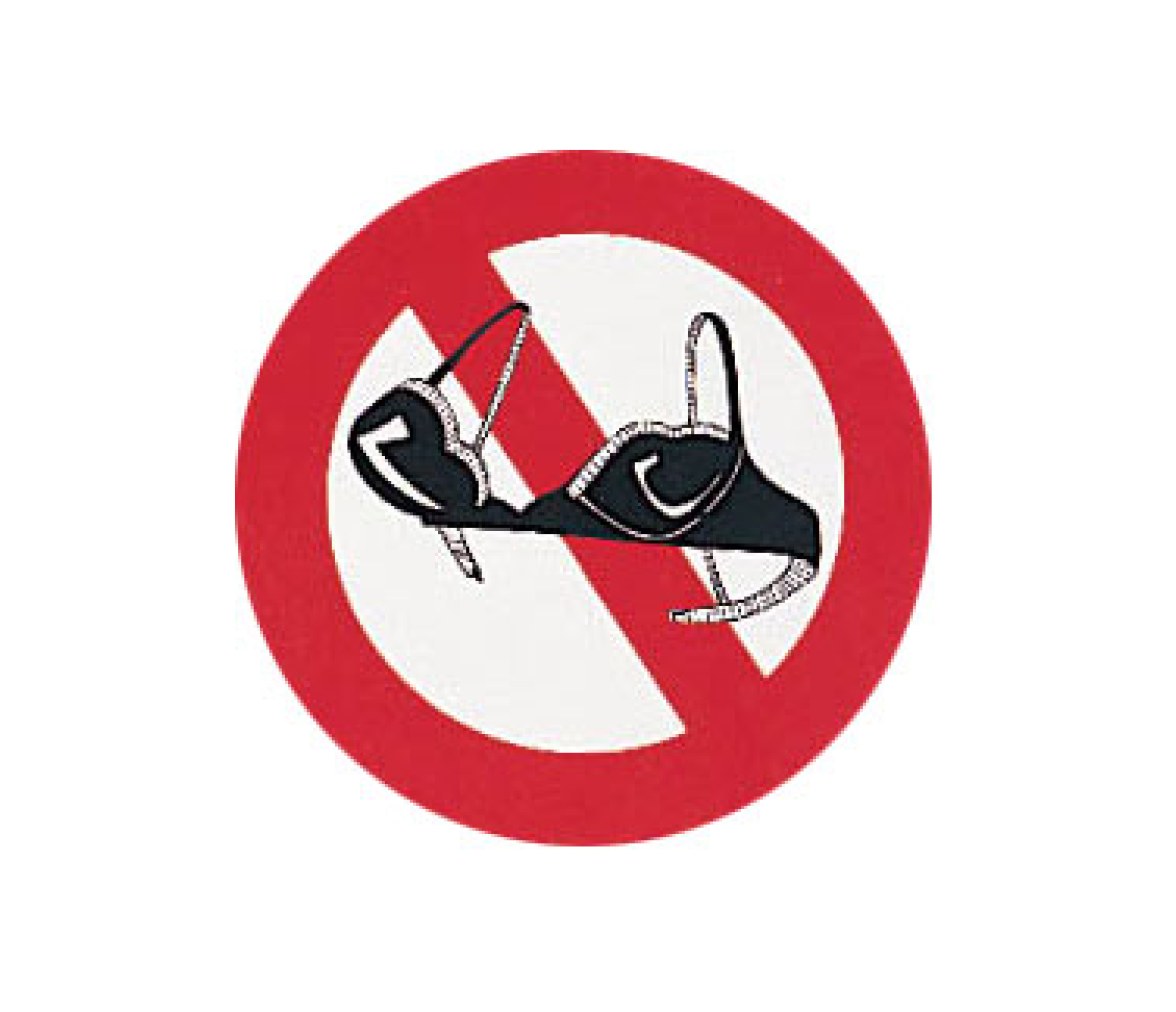 Pegatina PVC Prohibido Llevar Sujetador